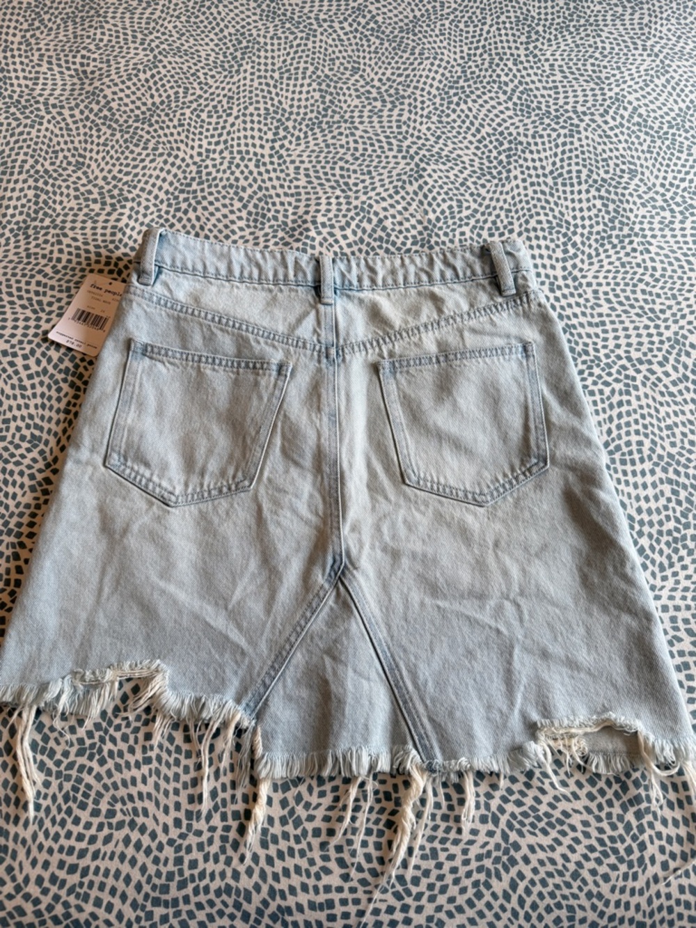 Free People | Pale Blue Raw-Hem Denim Mini‎ Skirt *FLAW* - Picture 12 of 14